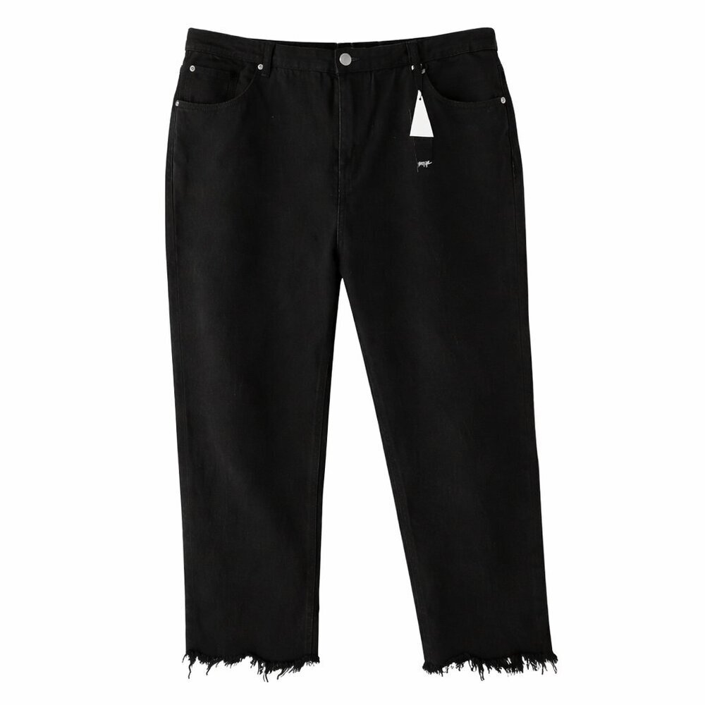 NWT NASTY GAL Ripped Distressed High Waist Black Chewed Hem Jeans Plus Size 24